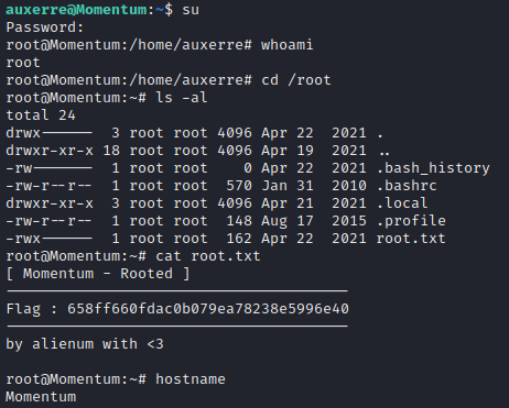 Momentum privilege escalation